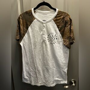 Express Size M Henley Tee With Camo Sleeves Pre-owned